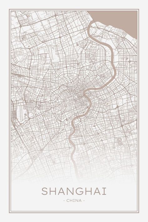 #neutraldecor #beigeposter #bohoprint Shanghai Map, Shanghai City, Shanghai China, Feb 7, Map Poster, City Map, Map Print, Shanghai, Instant Download