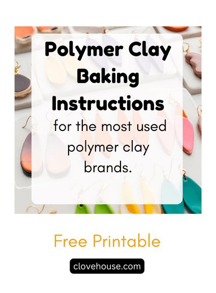 Polymer Clay Baking Instructions for the 8 most used polymer clay bran Polymer Clay Jewelry Tutorials Free, Polymer Clay Earring Tutorial, Polymer Clay Charms Diy, Baking Polymer Clay, Bake Polymer Clay, Oven Thermometer, Jewelry Tutorials Free, Polymer Clay Recipe, Oven Bake Clay