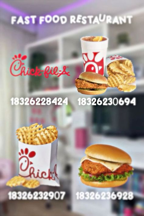 Chick Fil A Bloxburg Decal Codes, Chick Fil A Decal Bloxburg, Bloxburg Chick Fil A Decal Codes, Bloxburg Chick Fil A, Bloxburg Fast Food Decal Codes, Bloxburg School Decal Codes, Town Bloxburg, Build Bloxburg, Pictures Codes