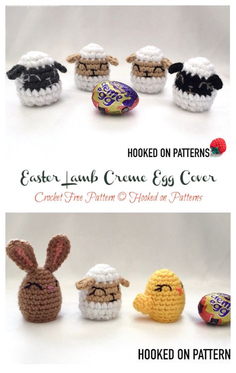 Easter Creme Egg Cover Crochet Free Patterns - Crochet & Knitting Easter Egg Covers Free Pattern, Easter Eggs Crochet Patterns Free, Easter Egg Crochet Patterns Free, Crochet Easter Egg Covers Free Pattern, Easter Decor Crochet, Crochet Easter Egg Covers, Crochet Creme Egg Cover Pattern Free, Creme Egg Crochet Covers, Egg Cosy Knitting Patterns Free