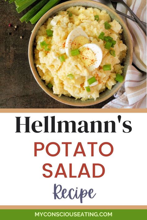 I've been making this Hellmann's Potato Salad for years, and it's the creamy dressing that sets it apart. It's a hit anytime we BBQ! #PotatoSalad #HellmannsPotatoSaladRecipe Hellmans Potato Salad, Helmand Potato Salad, No Mayo Potato Salad Recipe, Taste Of Home Southern Potato Salad, Natashas Kitchen Potato Salad, Potato Salad Hellman’s, Restaurant Recipes Famous, Potatoe Salad, Potato Salad Dressing