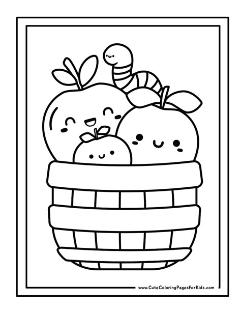 Apple Coloring Pages (Free Printables) - Cute Coloring Pages For Kids Apple Centers Preschool, Apple Coloring Pages For Kids, Cute Drawing Pages, Pre K Coloring Pages Printables, Preschool Coloring Pages Printables, Apple Coloring Page Free Printable, Apple Coloring Sheet, Kid Colouring, September Coloring Pages