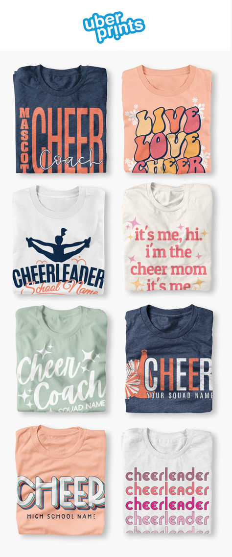 Customize your cheer tees. Design your own or customize one of our cheerleading design ideas. Cheer Shirts Designs, Cheer Tshirt Designs, Cheerleading Tshirts, Crazy Crafts, Cheerleading Shirts, Cheer Shirt, Cheer Tshirts, Barbie Funny, T Shirt Design Ideas