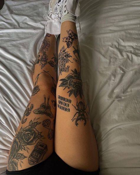 Tattoo Bein Frau, Tato Paha, King Tattoo, Tato Minimal, Shin Tattoo, Full Leg Tattoos, Bauch Tattoos, Hip Thigh Tattoos, Muster Tattoos