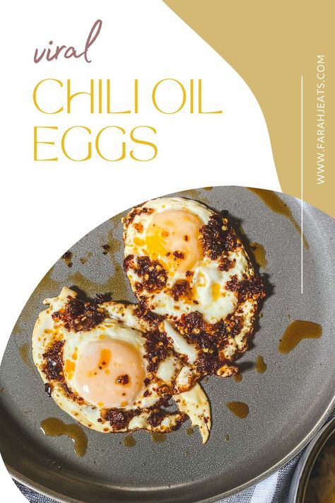 viral chili oil eggs with runny yolk Chili Oil Eggs, Hot Chili Oil, Chili Oil Recipe, High Fat Low Carb Recipes, How To Make Chili, Homemade Chili, Fried Eggs, Quick Meal, Egg Dish