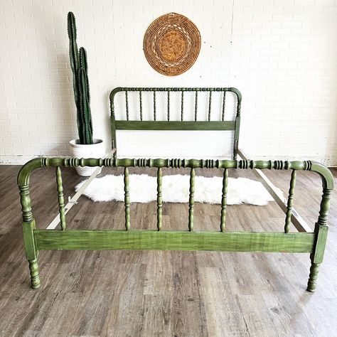 Vintage Avocado Green Jenny Lind Style Queen Bed Frame $300 Style Queen Bed, Vintage Bed Frames, Vintage Bed Frame, Jenny Lind, Queen Bed Frame, Room & Board, Bed Frames, Avocado Green, Metal Beds