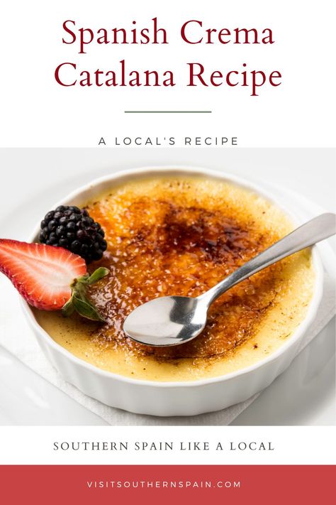 Are you looking for a Delightful Crema Catalana Recipe? This Spanish dessert is one of the most famous desserts in Spain and for a good reason. Flan Catalan is an easy Spanish creme brulee with a Hispanic touch - cinnamon and lemon for a unique flavor. The Spanish crema Catalana recipe is an egg yolk-based flan, with a caramelized top that can be ready in under 1 hour. Serve it at your next dinner party and have your guests amazed. #cremacatalana #flancatalan #flancatalanrecipe #spanishdessert Spanish Creme Brulee, Spanish Turron Recipe, Crema Catalana Recipe, Spanish Cakes, Easy Spanish Desserts, Spanish Flan Recipe, Spanish Tapas Party, Cup Desserts, Spanish Dessert Recipes