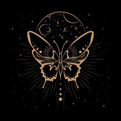 Butterfly Moon Tattoo, Moon Stars Art, Butterfly Moon, Animal Butterfly, Moon Butterfly, Moon Graphic, Butterfly Illustration, Astrology Art, Butterfly Clip Art