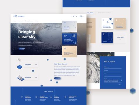 Atmosphere homepage by Kate Blue Website Design, Webpage Design Layout, Blue Website, Website Design Inspiration Layout, Creative Website Design, Infographic Design Template, Ui Design Website, Professional Web Design, Homepage Design