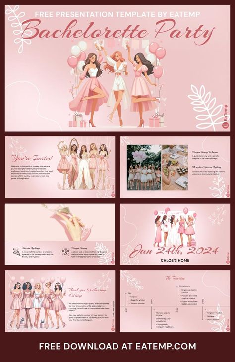 Bachelorette Party 13 Bachelorette Powerpoint, Pink Bachelorette Party, Pink Bachelorette, Google Slides Theme, Common Themes, Google Slides Themes, Template Google, Slides Template, Mystical Creatures