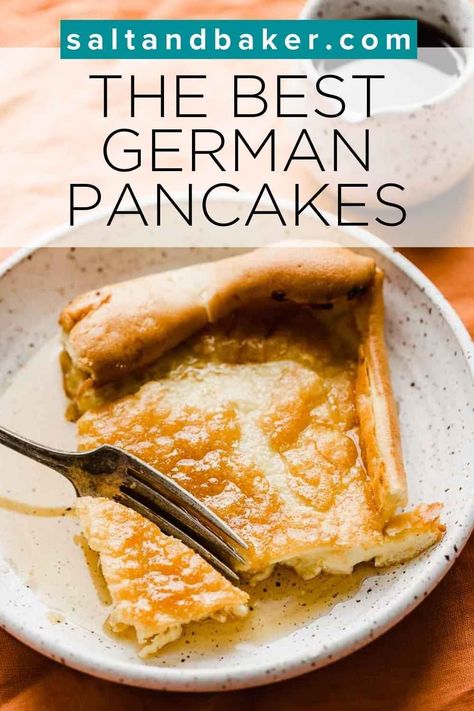 Egg In A Pancake, Skillet Pancake Recipe, German Pancake Syrup Recipe, Belgian Pancake Recipe, Banana German Pancakes, German Pankaces, German Pancake Recipe Easy, Healthy German Pancakes, How To Make German Pancakes