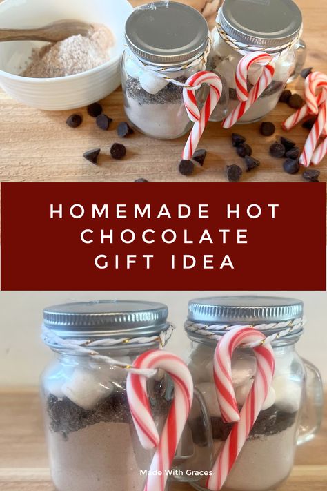 DIY-Hot-Cocoa-Gift-Set-Made-With-Graces Hot Chocolate Gift Basket Ideas Diy, Hot Chocolate Gift Basket Ideas, Diy Hot Cocoa Gift, Chocolate Gift Basket Ideas, Hot Cocoa Gift Ideas, Hot Chocolate Gift Basket, Easy Gifts To Make, Hot Cocoa Gift, Diy Hot Chocolate