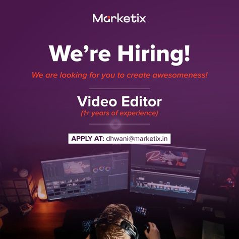 We’re looking for a talented Video Editor with 1+ years of experience who is skilled in Adobe Suit especially in Adobe Premiere Pro and Adobe After Effects.✨ If this is you, mail us your Resume/CV to Dhwani@marketix.in Note : • No freelancers or Part-time or Internship opportunities available • Our office is located near IIM, Ahmedabad. #marketix #hiring #vacancy #hiringnow #hiringdesigners #jobvacancy #joboffer #jobsinindia #jobopening #jobopportunity #videoeditor #aftereffects #premierep... Hiring Video Editor, Iim Ahmedabad, Private Investigator, Hiring Now, We Are Hiring, Adobe Premiere Pro, Job Offer, Part Time Jobs, Adobe After Effects