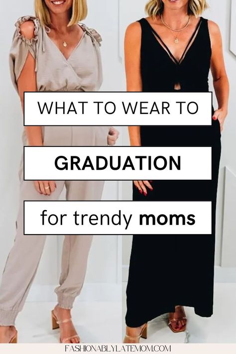 Celebrate in style with our Chic & Classy Graduation Outfits For Mothers. Whether you're attending a College Graduation or need a High School Graduation Outfit, our guide has the best looks for High School Moms. Find elegant Graduation Attire that ensures you look fabulous while celebrating your child's achievements. Graduation Outfit Trousers Women, Graduation Outfits For Mom, What To Wear For Graduation, Classy Graduation Outfit, Graduation Outfits For Mothers, School Graduation Outfit, Graduation Dress For Mom, Outfits For Mothers, Convocation Outfit