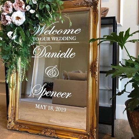 Wedding Welcome Mirror, Welcome Mirror, Mirror Vinyl, Wedding Mirror, Wedding Entrance, Floor Stickers, Welcome To Our Wedding, Wedding Welcome Signs, Wedding Art