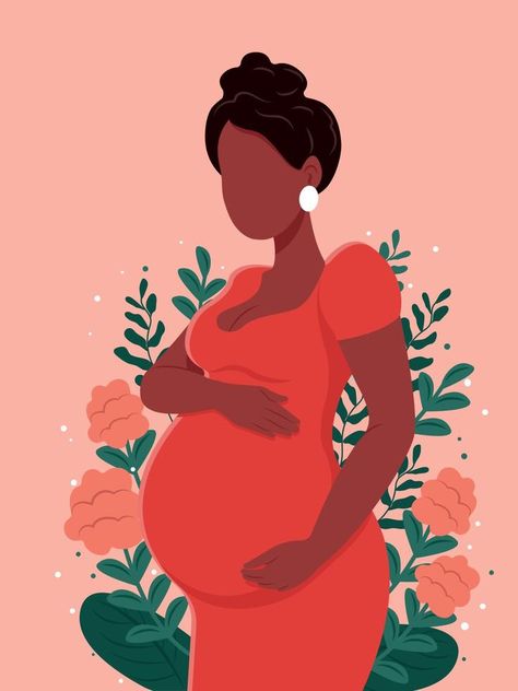 Healthy pregnancy banner. Beautiful pregnant black woman hugs her belly. The concept of pregnancy and motherhood. Healthy pregnancy. Vector illustration in cute cartoon style. Pregnant Illustration, Pregnant Cartoon, Pregnancy Drawing, Pregnancy Images, Pregnancy Illustration, Pregnant Mother, Mom Art, Woman Illustration, Vector Shapes