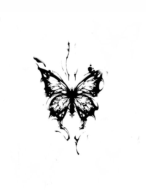 Injured Butterfly Tattoo, Distorted Butterfly Tattoo, Tattoo Art Design, Edgy Butterfly Tattoo, Black Butterfly Tattoo, Butterfly Tattoo Stencil, Butterfly Logo, Make Tattoo, Cute Little Tattoos