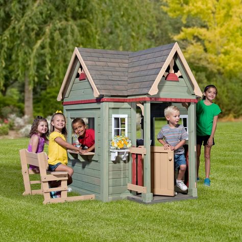 Cedar Playhouse, Outside Playhouse, Playhouse Kits, Wood Playhouse, Playhouse Plans, Wendy House, Build A Playhouse, Half Doors, Playhouse Outdoor