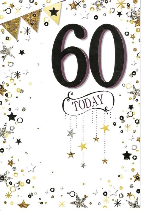 Age 60 Happy Birthday greeting card by Greetings / Simon Elvin, traditional in style Condition: Brand New with envelope Postage Method: 2nd Class (Included in price) Approximate dimensions: 7” by 5” Front of card reads: 60 today Inside of card reads: Celebrate and have a really great time on your 60th Birthday! Birthday Card Words, Gold And White Design, Male Birthday, Happy Birthday Greeting Card, Happy Birthday Greetings, Happy Birthday Card, Birthday Greeting, Origami Crafts, Man Birthday