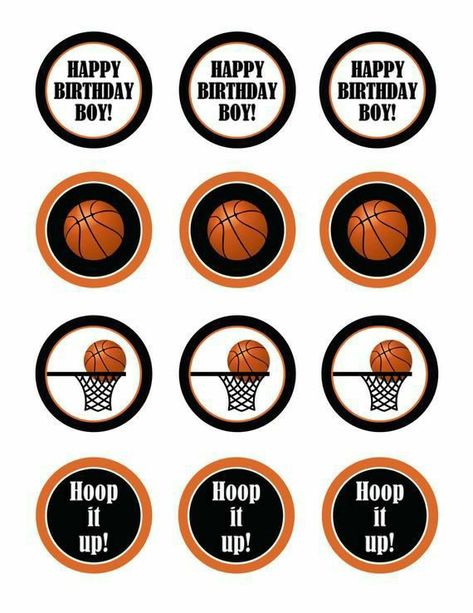 Happy Birthday Basketball, Toppers Basketball, Ball Cupcakes, Basketball Cupcakes, Cake Topper Printable, Basketball Clipart, Basketball Theme Party, Basketball Tricks, Basketball Birthday Parties