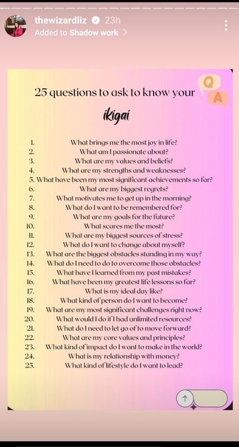 Shadow Work Thewizardliz, Ikigai Questions, The Wizard Liz Journal, The Wizard Liz Journal Prompts, Shadow Work Questions Wizard Liz, Shadow Work Questions, How To Find Your Aesthetic, Work Questions, My Strength And Weakness