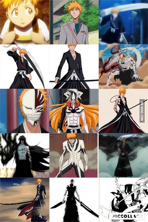 Different Forms of Ichigo Kurosaki - 9GAG Ichigo Kurosaki Tattoo, Ichigo Forms, Bleach Movie, Bleach Ichigo Bankai, Kon Bleach, Ichigo Bankai, Bleach Tattoo, Ichigo Y Rukia, Byakuya Kuchiki