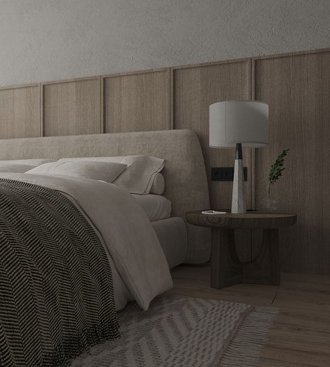 Muji Master Room, Scandinavian Master Bed, Japandi Master Bedrooms Decor, Japanese Scandinavian Bedroom, Japandi Headboard, Soho Home Bedroom, Japanese Scandinavian Interior Bedroom, Headboard Japandi, Scandinavian Bedroom Minimalist Modern