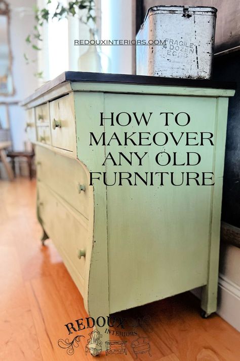 How to makeover an old dresser Antique Dresser Makeover, Antique Dresser With Mirror, Sanding Furniture, Diy Furniture Makeover Projects, Old Dresser Drawers, Chalk Paint Makeover, Stripping Furniture, Furniture Painting Tips, Repurposed Dresser