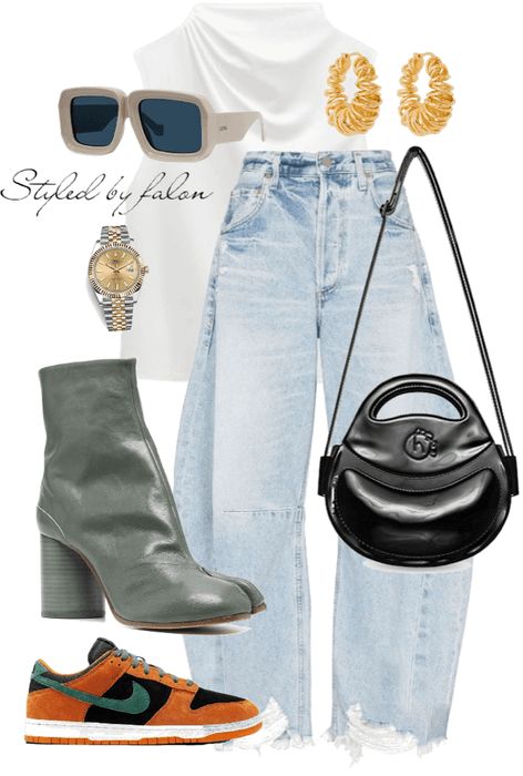 Denim Dunks Outfit, Homage Year, Bottega Earrings, Margiela Boots, Brunch Vibes, Dunks Outfit, Interesting Outfits, Black Bloggers, Wardrobe Planning