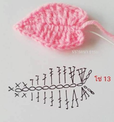 Projek Menjahit, Crochet Leaf Patterns, Crochet Stitches Diagram, Confection Au Crochet, Crochet Plant, Crochet Leaves, Crochet Simple, Pola Sulam, Crochet Flower Tutorial