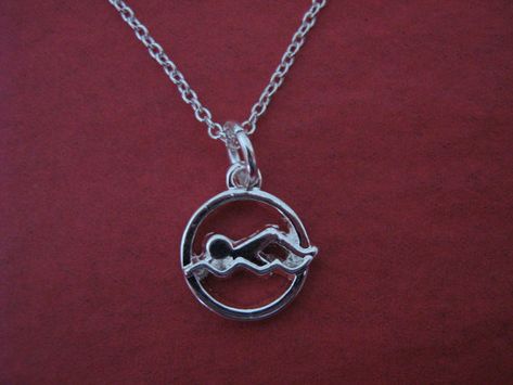 A fun swimming necklace for anyone who enjoys a swim! The swimmer charm is small, measuring only ½ wide (just over 1cm). The swim charm is silver plated and has the design on one side only (flat on the back). I have attached the swimmer charm to an 18 silver plated chain. Swim Coach Gifts, Swim Team Gifts, Swimmer Girl Problems, Swimming Coach, Coach Handbags Outlet, Swim Jewelry, Swimmers Life, Swim Coach, Swim Life