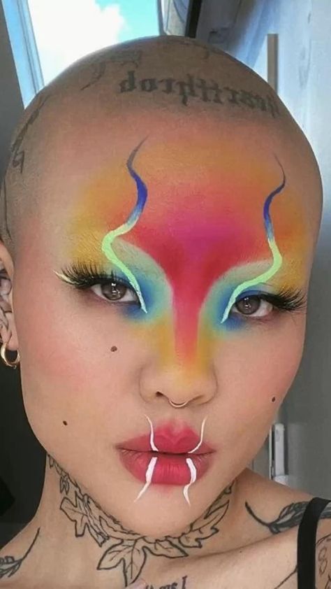 Makeup Artistique, Halloweenský Makeup, Mekap Mata, Drag Make-up, Punk Makeup, Face Paint Makeup, Avant Garde Makeup, Swag Makeup, Smink Inspiration