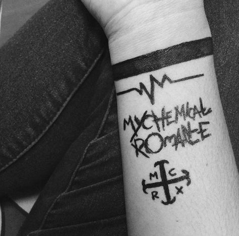 MCR tattoos, for the different eras. Having a tattoo for each one would be awesome. Simple Mcr Tattoo, Mcr Tattoo Ideas, Tattoo Ideas Emo, Emo Tattoo Ideas, My Chemical Romance Tattoo, Mcr Tattoo, Romance Tattoo, Emo Tattoos, Emo Phase