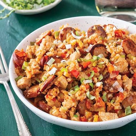 jambalaya Jambalaya With Cauliflower Rice, Cauliflower Rice Jambalaya, Main Dish Casseroles, Paprika Pork, Cauliflower Rice Recipes, Recipes Appetizers And Snacks, Smoked Pork, How To Cook Sausage, Paula Deen