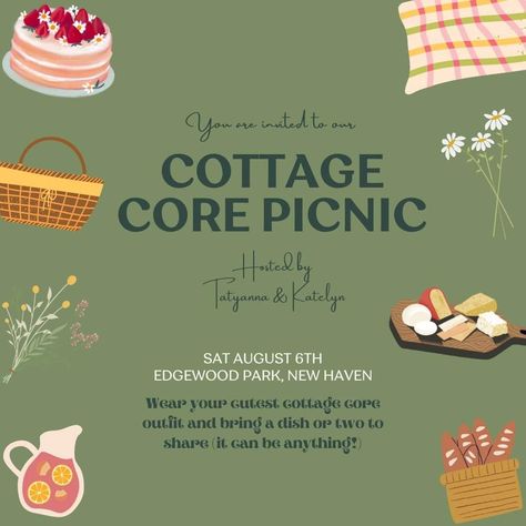 Green Canva invitation example Cottage Core Invitation, Cottage Core Picnic, Cottage Core Outfit, Picnic Invitations, A Picnic, You Are Invited, Cottage Core, Arts And Crafts, Cottage