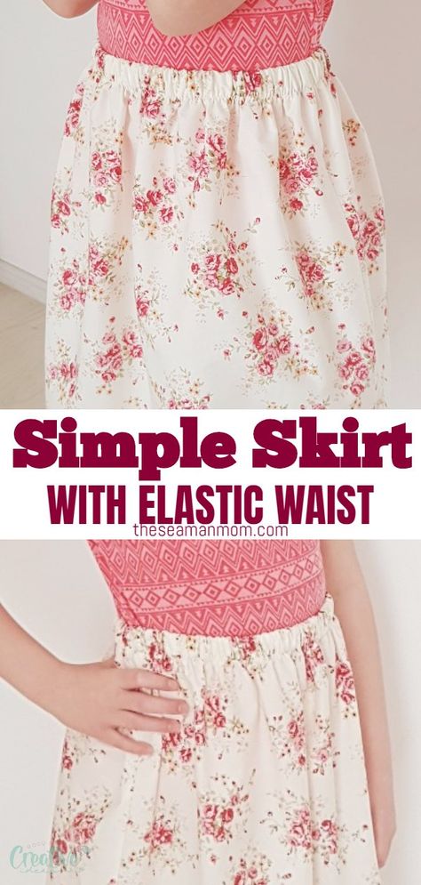 This gathered skirt with elastic waist is the perfect project to take your beginner skills to the next level as it’s super simple to measure, cut and sew, it’s not scary at all and although a little more advanced than the basic beginner projects, it won’t let you feeling overwhelmed or tired.  #easypeasycreativeideas #sewing #sewingpattern #sewingtutorial #sewingprojects #sewingforbeginners #beginnersewing #sewingforkids #sewingskirts Elastic Waist Skirt Pattern, Skirt Sewing Tutorial, Free Skirt Pattern, Girls Skirt Patterns, Long Skirt Pattern, Skirt Pattern Easy, Learn Sewing, Gown Sewing Pattern, Skirt Pattern Free