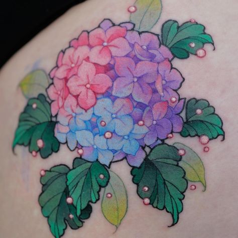 벨찌 • who grew up with Sailor Moon 🌙 | #hydrangea . . . #colortattoo #botanicalart #flowerillustration #floraltattoo #bodypainting #moscowtattoo #berlintattoo #londontattoo… | Instagram Tiny Colorful Tattoos, Sea Slug Tattoo, Boba Tattoo, Sailor Moon Tattoo Ideas, Kawaii Tattoo Ideas, Pastel Tattoos, Watercolor Tattoo Design, Best Feminine Tattoos, Hydrangea Tattoo