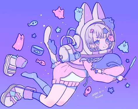 Arte Do Kawaii, 캐릭터 드로잉, Space Suit, 영감을 주는 캐릭터, Pastel Art, Cute Art Styles, Kawaii Drawings, Kawaii Art, الرسومات اللطيفة