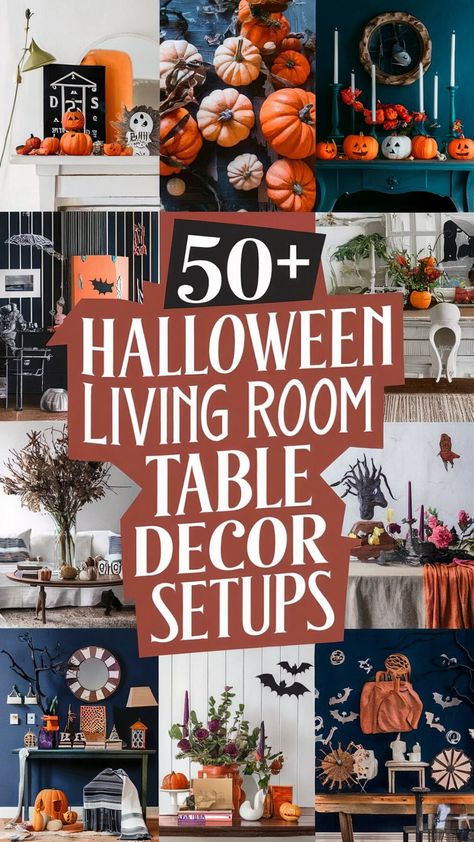 50+ Halloween Living Room Table Decor Setups That Scream Style Spooky Centerpieces, Living Room Table Decor, Halloween Table Decor, Halloween Living Room, Room Table Decor, Table Halloween, Halloween Table Decorations, Table Decor Living Room, Halloween Charms