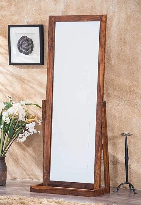 Long Standing Mirror, Mirror With Plants, Diy Standing Mirror, January Projects, Stand Mirror, Woodworking Jigsaw, Mirror With Stand, Mirror For Bedroom, Mirror For Living Room