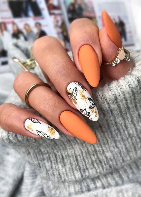 Nails Archives - Page 2 of 110 - Fabmood | Wedding Colors, Wedding Themes, Wedding color palettes Fall Almond Nails, Cute Nails For Fall, October Nails, Fall Acrylic Nails, Almond Nails Designs, Thanksgiving Nails, Fall Nail Art, Beautiful Nail Designs, Autumn Nails