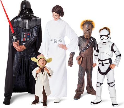 family in assorted Star Wars costumes Halloween Costumes Star Wars, Star Wars Family Costumes, Disfraz Star Wars, Star Wars Halloween Costumes, 2015 Halloween Costumes, Star Wars Halloween, Halloween Express, Cute Couple Halloween Costumes, Unique Halloween Costumes