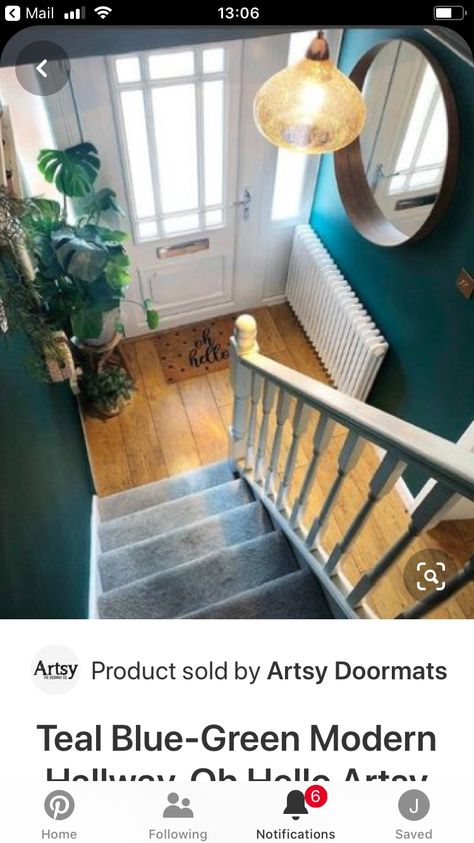 Teal Hallway, Grey Hallway, Boho Entryway, Hallway Colours, Green Hallway, Hallway Inspiration, Narrow Hallway Decorating, Hallway Designs, Modern Hallway