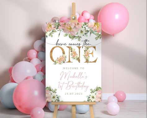 First Birthday Welcome Sign, Baby's 1st Birthday, Pink Balloons Poster, Girls Birthday - Printed Sign Board Birthday Pink Balloons, First Birthday Welcome Sign, First Birthday Board, Baby's 1st Birthday, 1st Birthday Signs, Birthday Welcome Sign, Sign Board, 1st Birthday Gifts, Baby 1st Birthday