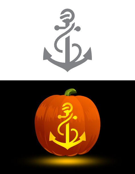 Printable Anchor and Rope Pumpkin Stencil Pirate Ship Pumpkin Carving Stencil, Navy Emblem, Christian Halloween, Pumpkin Template, Pumpkin Carvings Stencils, Pumpkin Stencil, Pumpkin Decorating, Beach Themes, Pumpkin Carving