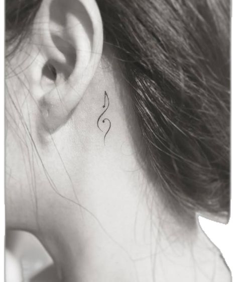 Back Ear Tattoo, Music Symbol Tattoo, Small Music Tattoos, Treble Clef Tattoo, Behind The Ear Tattoo, Behind Ear Tattoos, Music Notes Tattoo, Music Tattoo Designs, Muster Tattoos