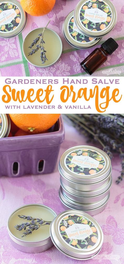 If your hands are dry and chapped from gardening, housework or being out in the elements, try this soothing homemade healing salve made with natural ingredients. It's scented with sweet orange and lavender essential oil, with a touch of vanilla. #diybeauty #essentialoils #lavender #sweetorange #gardening #naturalbeauty #dryskin #vanilla Homemade Healing Salve, Healing Salve Recipe, Healing Salve, Salve Recipes, Hand Salve, Herbal Salves, Healing Salves, Diy Lotion, Diy Essentials