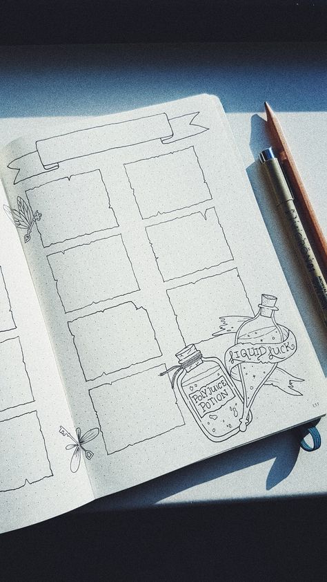 Harry Potter Potion Drawing, Harry Potter Creative Ideas, Harry Potter Bujo Theme, Bullet Journal Harry Potter Theme, Harry Potter Journal Pages, Harry Potter Journal Ideas, Harry Potter Bujo, Harry Potter Bullet Journal Ideas, Harry Potter Bullet Journal