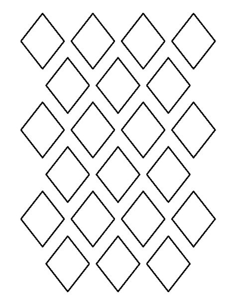 2 inch diamond pattern. Use the printable outline for crafts, creating stencils, scrapbooking, and more. Free PDF template to download and print at http://patternuniverse.com/download/2-inch-diamond-pattern/ Diamond Template Free Printable, Cut Out Dress Pattern, Diamond Stencil, Diamond Printable, Printable Outline, Diamond Template, Diamond Pattern Design, Triangle Template, Theme Carnaval