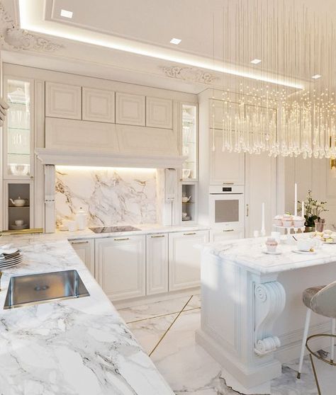 Parisian Bedroom, Classic Kitchen Design, Desain Pantry, Dream Kitchens Design, White Kitchen Design, Neo Classic, Luxury Kitchen Design, Classic Kitchens, Kitchen Room Design